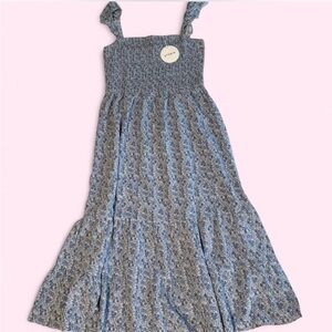 Storia blue maxi floral summer dress cottagecore size L